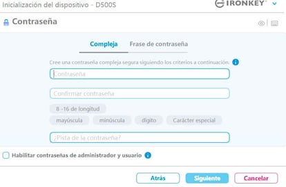 Establecer cifrado en un pendrive de Kingston