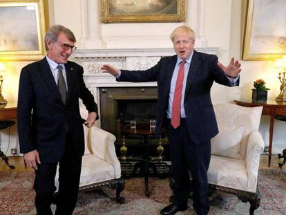 Boris Johnson, junto al presidente del Parlamento Europeo  David Sassoli, ayer en Downing Street. 