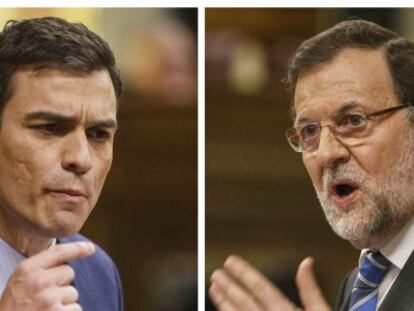 El l&iacute;der del PSOE, Pedro S&aacute;nchez, y el presidente del Gobierno, Mariano Rajoy.