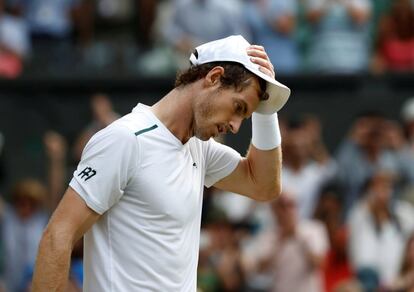 Andy Murray después de ganar el partido de cuartos de final contra Benoit Paire en Wimbledon, en 2017.