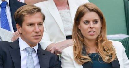 Beatriz de York y su entonces novio, Dave Clark en un partido de tenis en Wimbledon en julio de 2014.