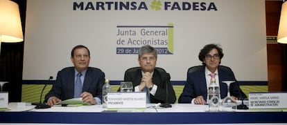 El presidente de la inmobiliaria Martinsa-Fadesa, Fernando Mart&iacute;n en  una junta de Accionistas en 2012. 