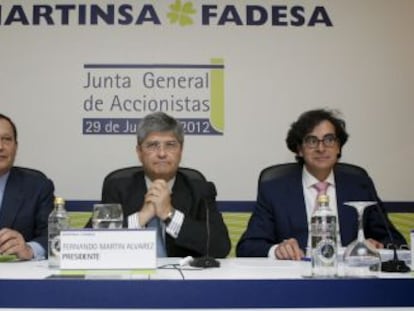 El presidente de la inmobiliaria Martinsa-Fadesa, Fernando Mart&iacute;n en  una junta de Accionistas en 2012. 