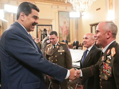 NIcolás Maduro durante una recepción militar en el Palacio de Miraflores.