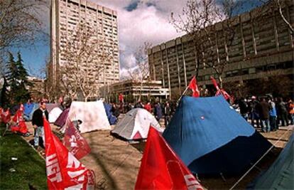 Imagen de la acampada que los trabajadores de Sintel mantuvieron a lo largo de seis meses.