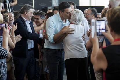 El presidente de la Generalitat, Ximo Puig, y el secretario general del PSOE, Pedro Sánchez.