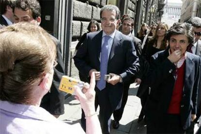 El líder de la coalición de centro-izquierda italiana, Romano Prodi, hoy en Roma.