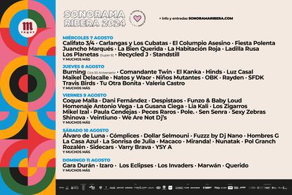 Cartel oficial del Festival Sonorama Ribera, que celebra su vigesimoséptima edición del 7 al 11 de agosto.