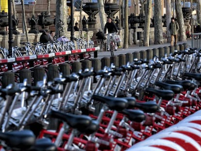 Estacions de Bicing al passeig Lluís Companys de Barcelona.