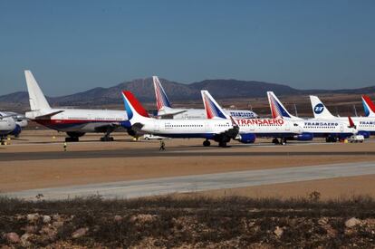 Aviones de Transaero aparcados en Teruel.