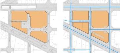 Comparación entre el plano del centro actual y el proyectado.