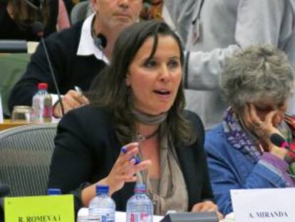 La eurodiputada del Bloque Nacionalista Galego (BNG), Ana Miranda, durante su participación en el Parlamento Europeo (PE). EFE/Archivo