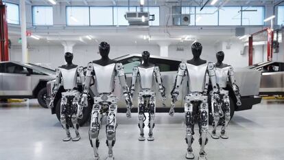 Los robots humanoides de Tesla, llamados Optimus.