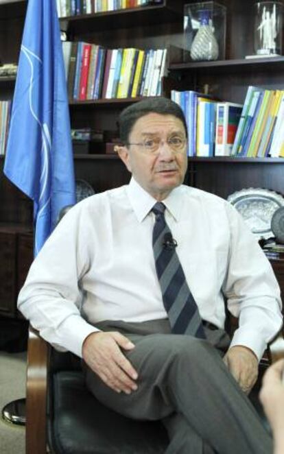 El secretario general de la Organización Mundial del Turismo (OMT), Taleb Rifai, durante la entrevista con EFE en la que ha analizado los retos futuros que debe afrontar el sector y el papel de España como potencia turística global.