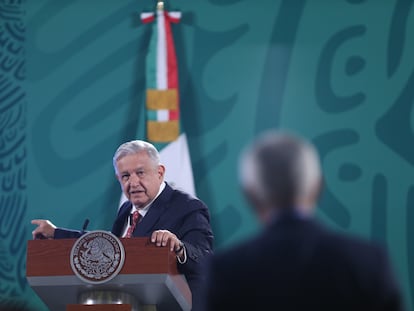 El presidente de México, Andrés Manuel López Obrador, durante su rueda de prensa matutina.