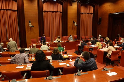 Un momento de la Junta de Portavoces celebrada este martes en el Parlament.