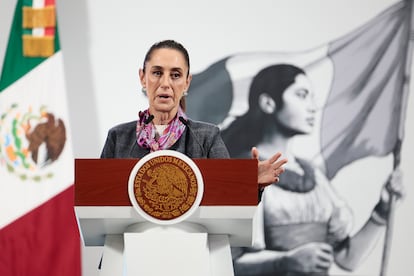 Claudia Sheinbaum en el Palacio Nacional de Ciudad de México, este miércoles.