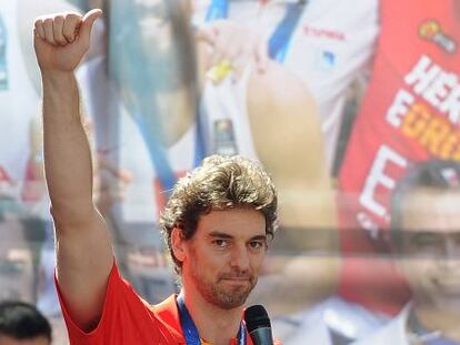 Pau Gasol en la celebraci&oacute;n del Eurobasket. 