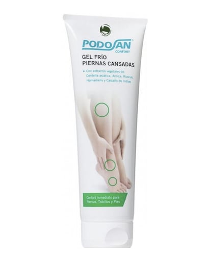 Este gel frío de Podosan promete un confort inmediato de piernas, tobillos y pies. Proporciona alivio, frescor y relaja al momento gracias a su fórmula a base de centella asiática, árnica y castaño de indias.