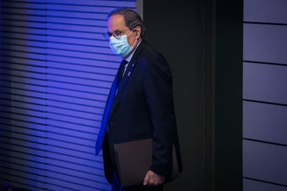 Catalan premier Quim Torra at a press conference.