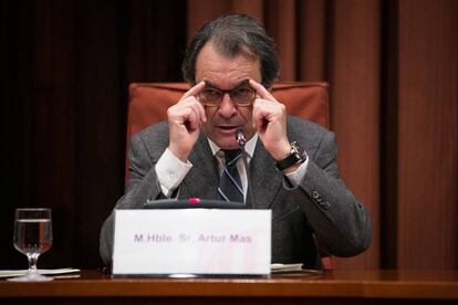 Artur Mas, davant la Comissió d'Afers Institucionals del Parlament.