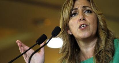 Susana Díaz, secretaria general del PSOE en Sevilla, en la presentación de su candidatura en Antequera.
