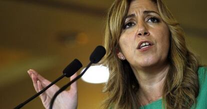 Susana D&iacute;az, secretaria general del PSOE en Sevilla, en la presentaci&oacute;n de su candidatura en Antequera.