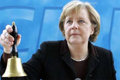 La canciller alemana, Angela Merkel, en una reunión de líderes democristianos ayer en Berlín.