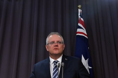 El primer ministro australiano, Scott Morrison, anuncia durante una rueda de prensa que Australia es el objetivo de un ciberataque a gran escala, este viernes en Canberra.


19/06/2020 ONLY FOR USE IN SPAIN