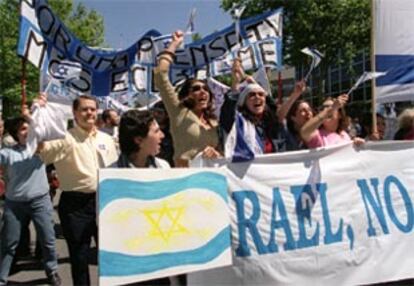 Un aspecto de la manifestación en favor de Israel celebrada ayer en Madrid.