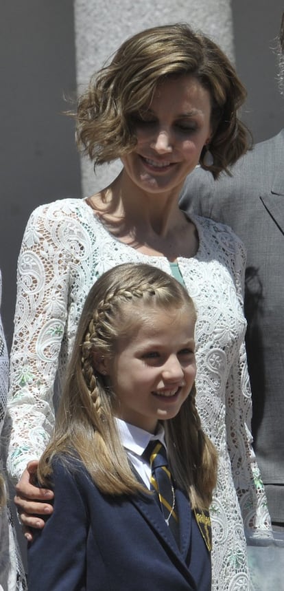 Letizia, con su hija Leonor que hizo la primera comunión en la primavera de 2015.