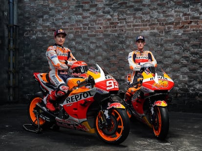 Marc Márquez y Pol Espargaró, en la presentación de la Honda RC213V para la temporada 2021 de MotoGP.