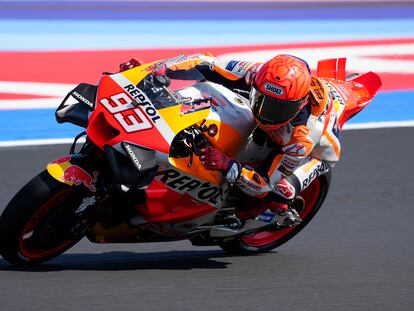 El piloto español Marc Márquez durante los entrenamientos libres en San Marino.