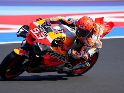 El piloto español Marc Márquez durante los entrenamientos libres en San Marino.