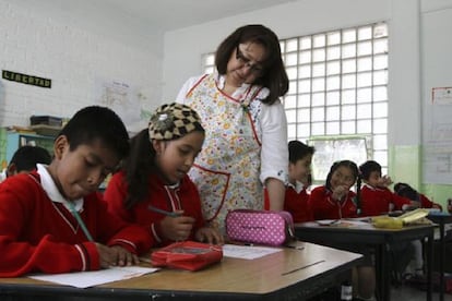 Estudiantes en una escuela de la Ciudad de México.