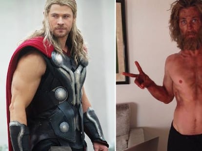 Chris Hemsworth como Thor e depois da dieta.