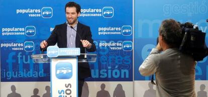 El portavoz parlamentario del PP vasco, Borja Sémper, este miércoles en una comparecencia ante los medios.