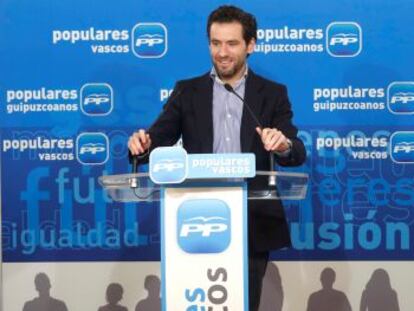 El portavoz parlamentario del PP vasco, Borja Sémper, este miércoles en una comparecencia ante los medios.