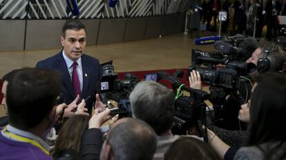 El presidente del Gobierno en funciones, Pedro Sánchez, este jueves en Bruselas.