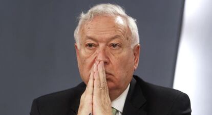 El ministro de Exteriores, José Manuel García-Margallo, en la rueda de prensa posterior al Consejo de Ministros.