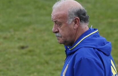 Del Bosque en un entrenamiento de España.