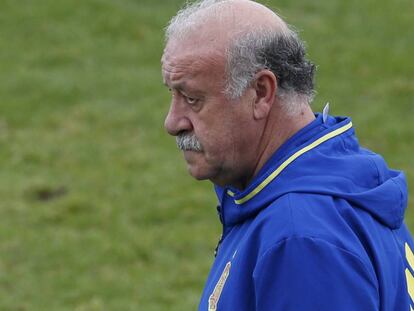 Del Bosque en un entrenamiento de Espa&ntilde;a.