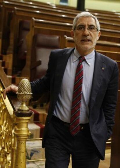 Llamazares, durante su &uacute;ltimo pleno del Congreso.