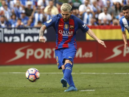 Messi marca de penalti el s&aacute;bado ante el Legan&eacute;s.