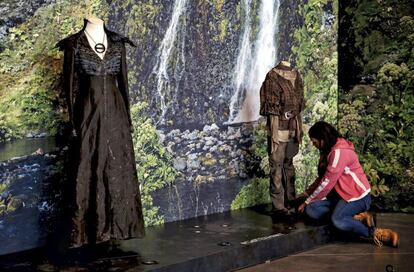 Original costumes worn by the characters Sansa and Arya Stark in season four.