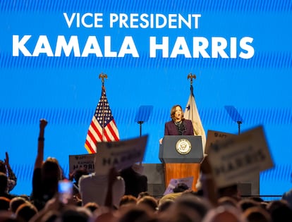 La vicepresidenta Kamala Harris en un evento, el 25 de julio en Houston, Texas