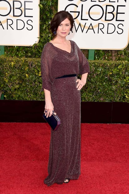 Maura Tierney, coprotagonista (pero no nominada) de una de las series revelacin de los Globos de Oro, The Affair, apost por este modelo de Jenny Packham.