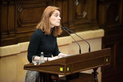 La diputada Jessica Albiach durante una intervención en el Parlament.