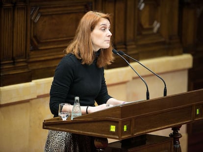 La diputada Jessica Albiach durant una intervenció al Parlament.