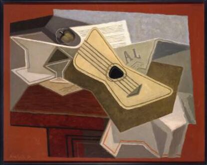 'Guitare et journal' (Guitarra y periódico) (1925), de Juan Gris. Uno de los cuadros que se pueden explorar en el portal 'Maravillas de España'.